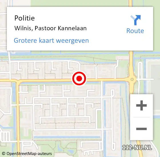 Locatie op kaart van de 112 melding: Politie Wilnis, Pastoor Kannelaan op 8 augustus 2014 13:12