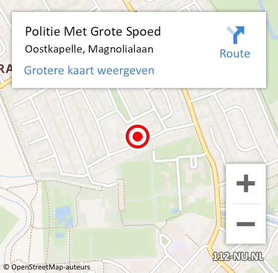 Locatie op kaart van de 112 melding: Politie Met Grote Spoed Naar Oostkapelle, Magnolialaan op 15 december 2022 13:19