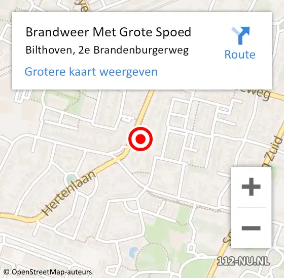 Locatie op kaart van de 112 melding: Brandweer Met Grote Spoed Naar Bilthoven, 2e Brandenburgerweg op 15 december 2022 13:23