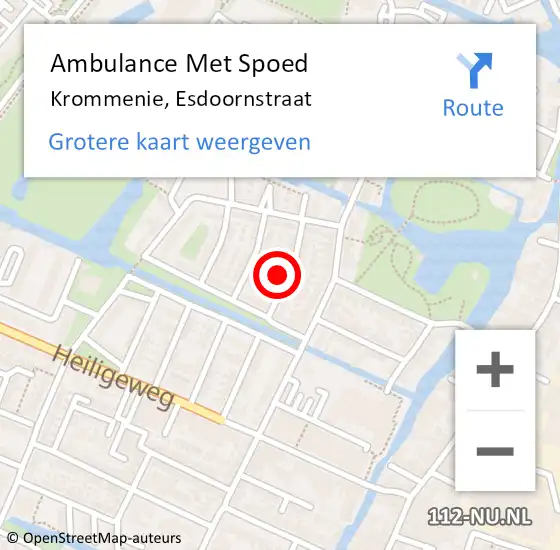 Locatie op kaart van de 112 melding: Ambulance Met Spoed Naar Krommenie, Esdoornstraat op 15 december 2022 13:26