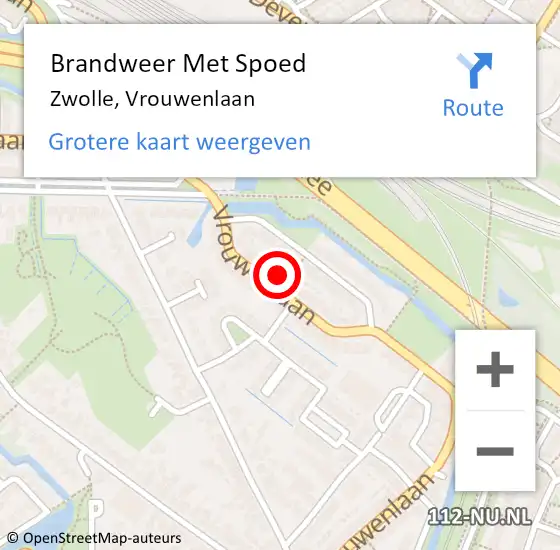 Locatie op kaart van de 112 melding: Brandweer Met Spoed Naar Zwolle, Vrouwenlaan op 15 december 2022 14:17