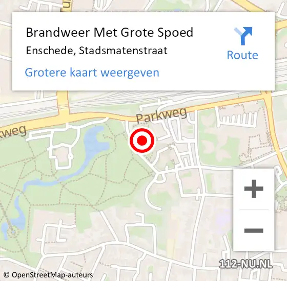 Locatie op kaart van de 112 melding: Brandweer Met Grote Spoed Naar Enschede, Stadsmatenstraat op 15 december 2022 14:25