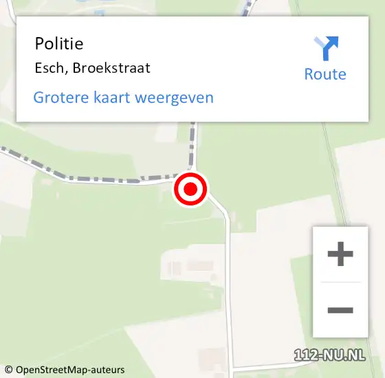 Locatie op kaart van de 112 melding: Politie Esch, Broekstraat op 15 december 2022 14:28