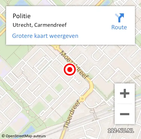 Locatie op kaart van de 112 melding: Politie Utrecht, Carmendreef op 15 december 2022 14:49