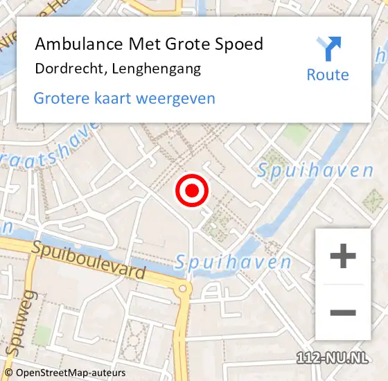 Locatie op kaart van de 112 melding: Ambulance Met Grote Spoed Naar Dordrecht, Lenghengang op 15 december 2022 14:58