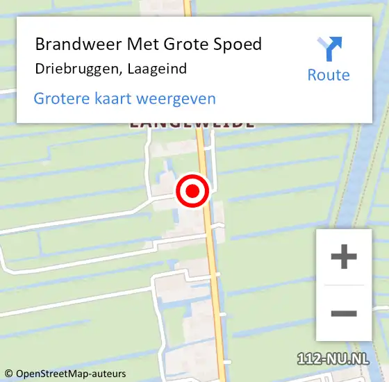 Locatie op kaart van de 112 melding: Brandweer Met Grote Spoed Naar Driebruggen, Laageind op 15 december 2022 15:01