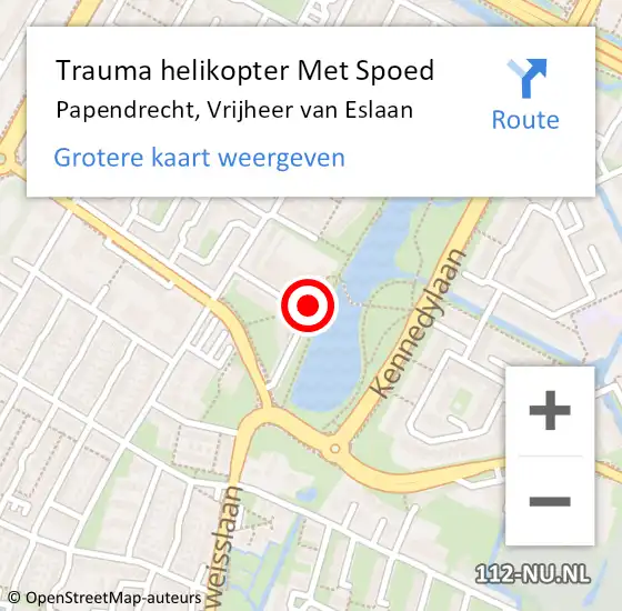 Locatie op kaart van de 112 melding: Trauma helikopter Met Spoed Naar Papendrecht, Vrijheer van Eslaan op 15 december 2022 15:06