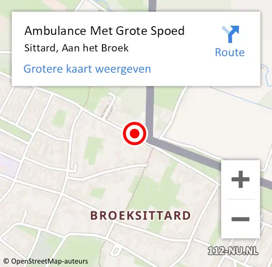 Locatie op kaart van de 112 melding: Ambulance Met Grote Spoed Naar Sittard, Aan het Broek op 15 december 2022 15:19