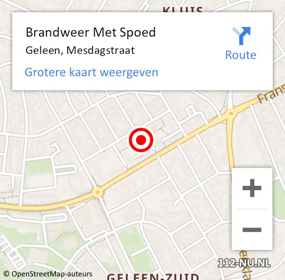 Locatie op kaart van de 112 melding: Brandweer Met Spoed Naar Geleen, Mesdagstraat op 15 december 2022 15:50