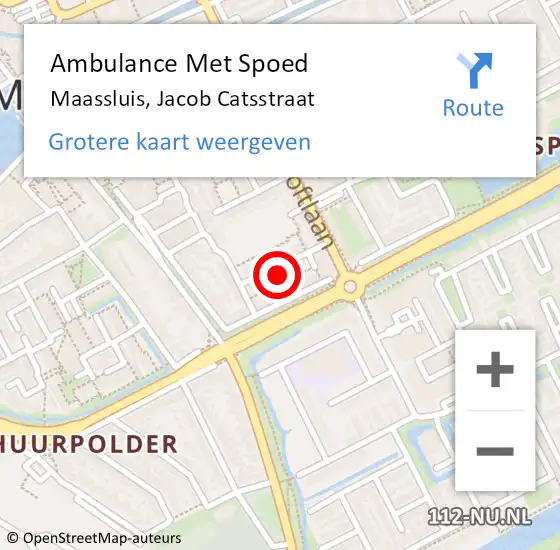 Locatie op kaart van de 112 melding: Ambulance Met Spoed Naar Maassluis, Jacob Catsstraat op 15 december 2022 15:58