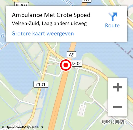 Locatie op kaart van de 112 melding: Ambulance Met Grote Spoed Naar Velsen-Zuid, Laaglandersluisweg op 15 december 2022 15:59