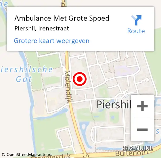Locatie op kaart van de 112 melding: Ambulance Met Grote Spoed Naar Piershil, Irenestraat op 15 december 2022 16:09