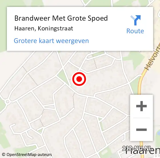 Locatie op kaart van de 112 melding: Brandweer Met Grote Spoed Naar Haaren, Koningstraat op 15 december 2022 16:49