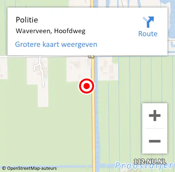 Locatie op kaart van de 112 melding: Politie Waverveen, Hoofdweg op 15 december 2022 17:03