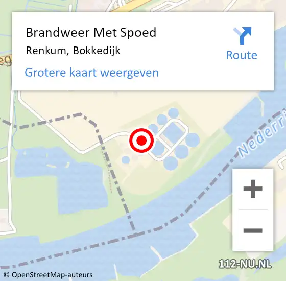 Locatie op kaart van de 112 melding: Brandweer Met Spoed Naar Renkum, Bokkedijk op 15 december 2022 17:10