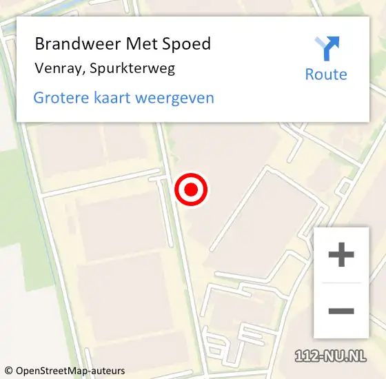 Locatie op kaart van de 112 melding: Brandweer Met Spoed Naar Venray, Spurkterweg op 15 december 2022 17:11