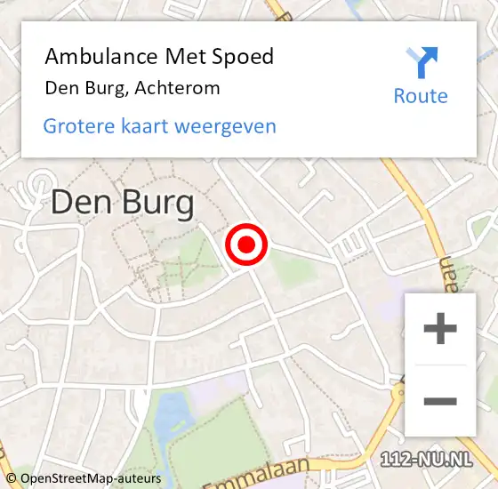 Locatie op kaart van de 112 melding: Ambulance Met Spoed Naar Den Burg, Achterom op 15 december 2022 17:18