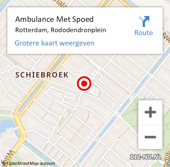 Locatie op kaart van de 112 melding: Ambulance Met Spoed Naar Rotterdam, Rododendronplein op 15 december 2022 17:20