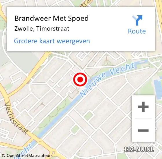 Locatie op kaart van de 112 melding: Brandweer Met Spoed Naar Zwolle, Timorstraat op 10 oktober 2013 22:21