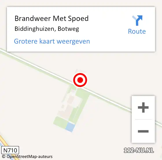 Locatie op kaart van de 112 melding: Brandweer Met Spoed Naar Biddinghuizen, Botweg op 15 december 2022 17:37