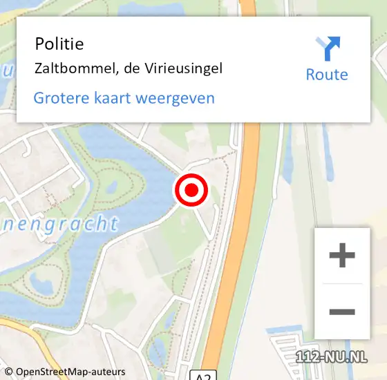 Locatie op kaart van de 112 melding: Politie Zaltbommel, de Virieusingel op 15 december 2022 17:46