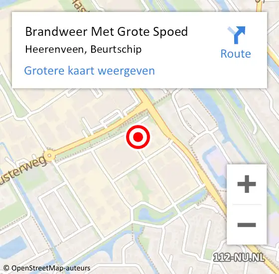 Locatie op kaart van de 112 melding: Brandweer Met Grote Spoed Naar Heerenveen, Beurtschip op 15 december 2022 17:51