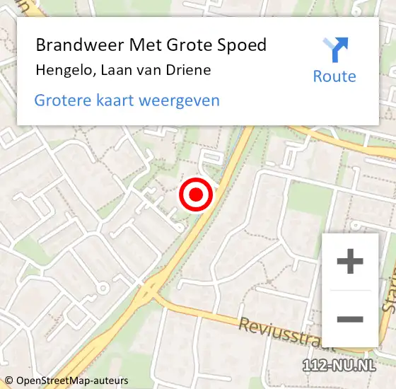 Locatie op kaart van de 112 melding: Brandweer Met Grote Spoed Naar Hengelo, Laan van Driene op 15 december 2022 18:13