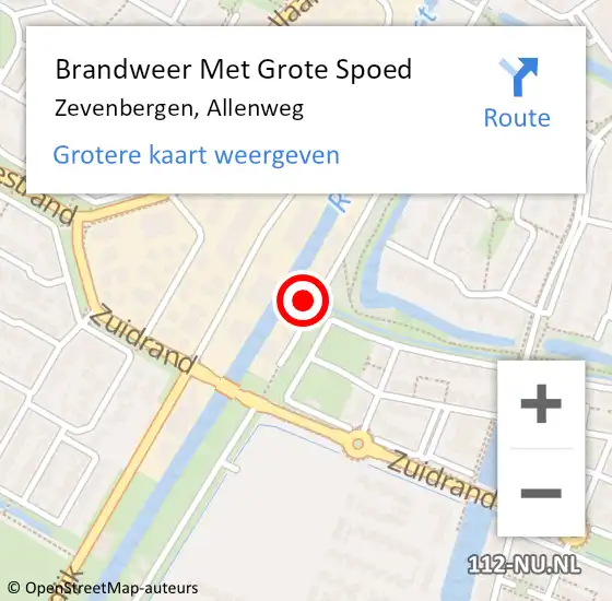 Locatie op kaart van de 112 melding: Brandweer Met Grote Spoed Naar Zevenbergen, Allenweg op 15 december 2022 18:16