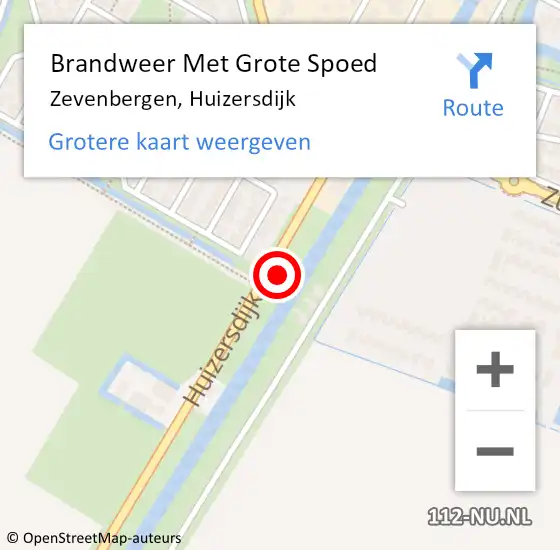 Locatie op kaart van de 112 melding: Brandweer Met Grote Spoed Naar Zevenbergen, Huizersdijk op 15 december 2022 18:51