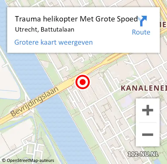 Locatie op kaart van de 112 melding: Trauma helikopter Met Grote Spoed Naar Utrecht, Battutalaan op 15 december 2022 18:55