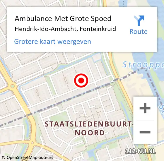 Locatie op kaart van de 112 melding: Ambulance Met Grote Spoed Naar Hendrik-Ido-Ambacht, Fonteinkruid op 15 december 2022 19:00