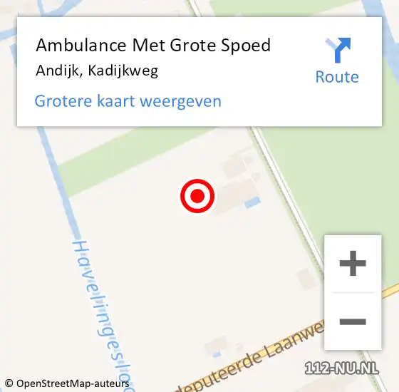 Locatie op kaart van de 112 melding: Ambulance Met Grote Spoed Naar Andijk, Kadijkweg op 15 december 2022 19:29