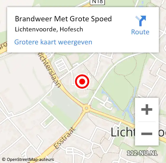 Locatie op kaart van de 112 melding: Brandweer Met Grote Spoed Naar Lichtenvoorde, Hofesch op 15 december 2022 19:37