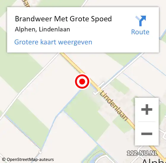 Locatie op kaart van de 112 melding: Brandweer Met Grote Spoed Naar Alphen, Lindenlaan op 15 december 2022 19:44