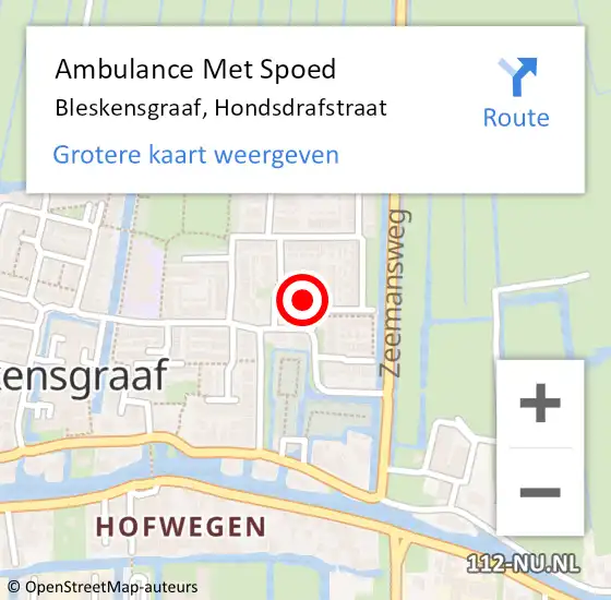 Locatie op kaart van de 112 melding: Ambulance Met Spoed Naar Bleskensgraaf, Hondsdrafstraat op 15 december 2022 19:49