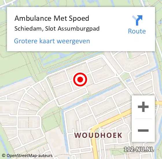 Locatie op kaart van de 112 melding: Ambulance Met Spoed Naar Schiedam, Slot Assumburgpad op 15 december 2022 20:04