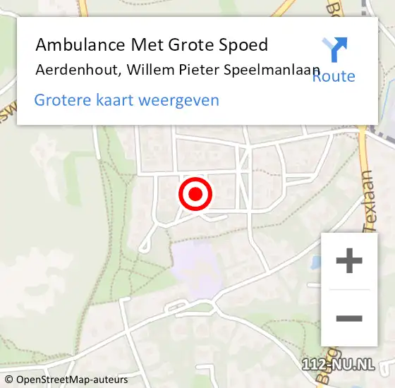 Locatie op kaart van de 112 melding: Ambulance Met Grote Spoed Naar Aerdenhout, Willem Pieter Speelmanlaan op 15 december 2022 20:05