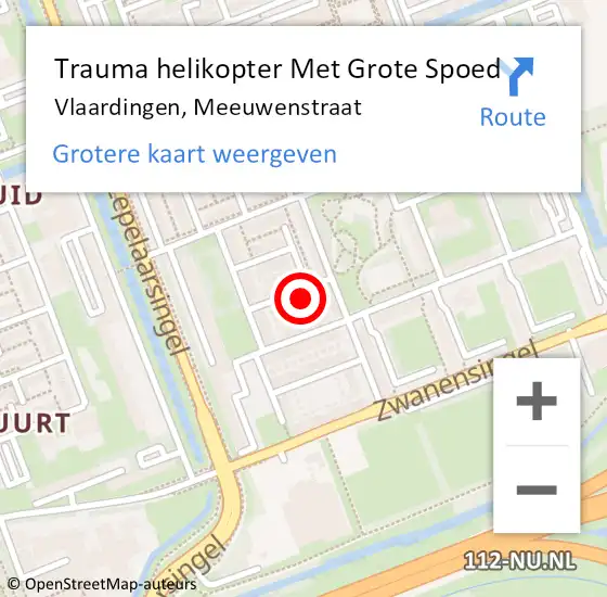 Locatie op kaart van de 112 melding: Trauma helikopter Met Grote Spoed Naar Vlaardingen, Meeuwenstraat op 15 december 2022 20:08