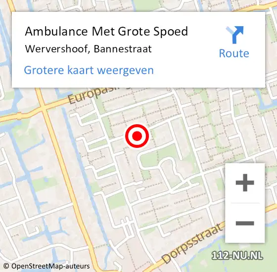Locatie op kaart van de 112 melding: Ambulance Met Grote Spoed Naar Wervershoof, Bannestraat op 15 december 2022 20:22