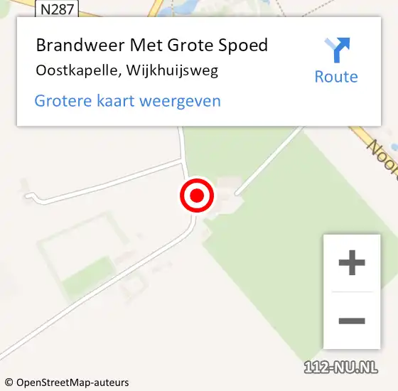 Locatie op kaart van de 112 melding: Brandweer Met Grote Spoed Naar Oostkapelle, Wijkhuijsweg op 15 december 2022 20:28