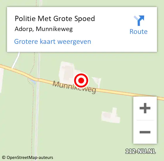 Locatie op kaart van de 112 melding: Politie Met Grote Spoed Naar Adorp, Munnikeweg op 15 december 2022 20:40