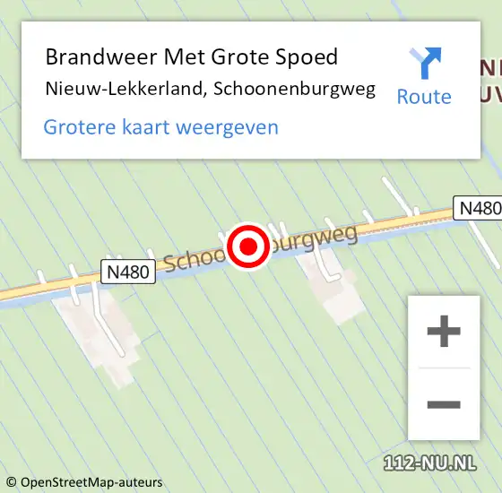 Locatie op kaart van de 112 melding: Brandweer Met Grote Spoed Naar Nieuw-Lekkerland, Schoonenburgweg op 8 augustus 2014 14:08