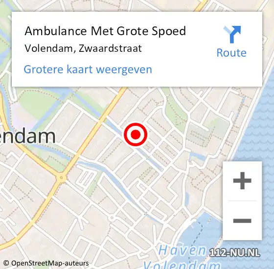 Locatie op kaart van de 112 melding: Ambulance Met Grote Spoed Naar Volendam, Zwaardstraat op 15 december 2022 20:52