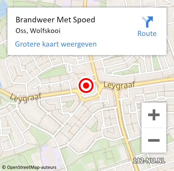 Locatie op kaart van de 112 melding: Brandweer Met Spoed Naar Oss, Wolfskooi op 15 december 2022 20:58