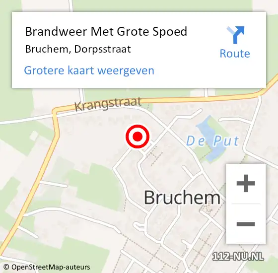 Locatie op kaart van de 112 melding: Brandweer Met Grote Spoed Naar Bruchem, Dorpsstraat op 15 december 2022 21:16