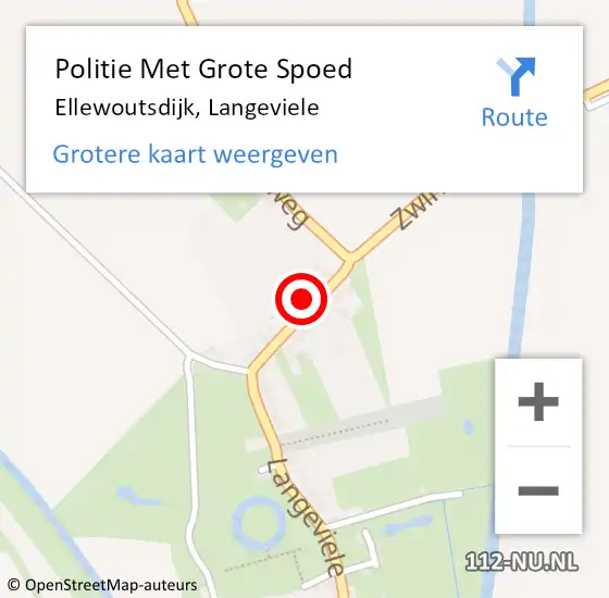 Locatie op kaart van de 112 melding: Politie Met Grote Spoed Naar Ellewoutsdijk, Langeviele op 15 december 2022 21:20