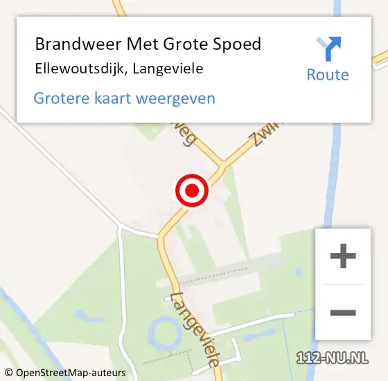 Locatie op kaart van de 112 melding: Brandweer Met Grote Spoed Naar Ellewoutsdijk, Langeviele op 15 december 2022 21:20