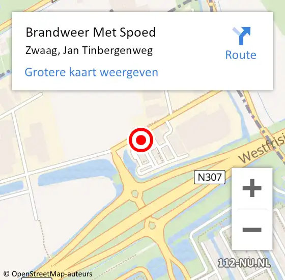 Locatie op kaart van de 112 melding: Brandweer Met Spoed Naar Zwaag, Jan Tinbergenweg op 15 december 2022 21:23