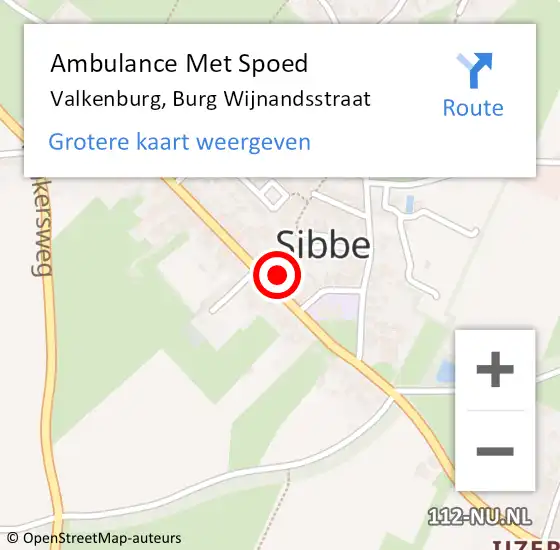 Locatie op kaart van de 112 melding: Ambulance Met Spoed Naar Valkenburg, Burg Wijnandsstraat op 8 augustus 2014 14:11