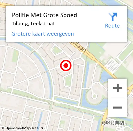 Locatie op kaart van de 112 melding: Politie Met Grote Spoed Naar Tilburg, Leekstraat op 15 december 2022 21:39